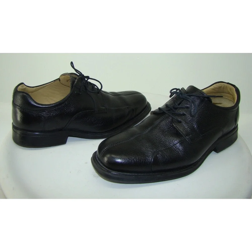Belvedere Bay Bridge Extra Wide Black Pebble Leather Shoes MENS SZ 9 EEE C114